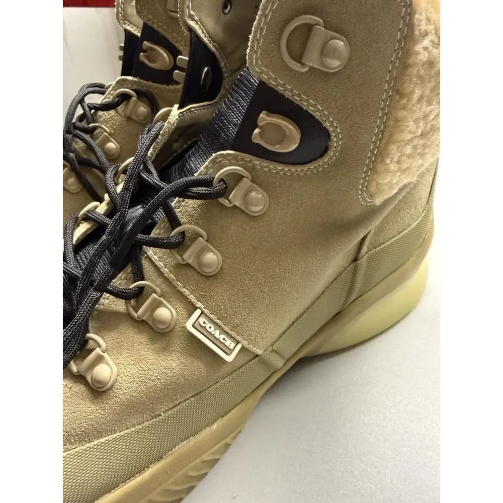 Coach Citysole Hiker Boots Sherpa Oat Black Suede Leather.Sz 12D. Mens. NWOT